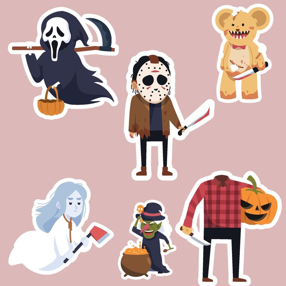 colección de personajes de halloween diseño plano vector