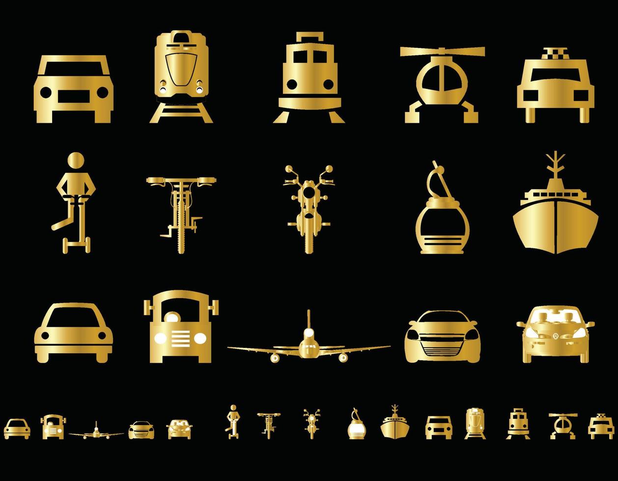 iconos de transporte de oro pictoria vector