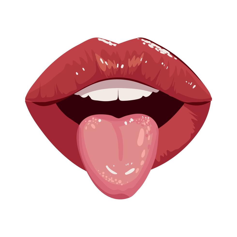 mujer boca lengua vector