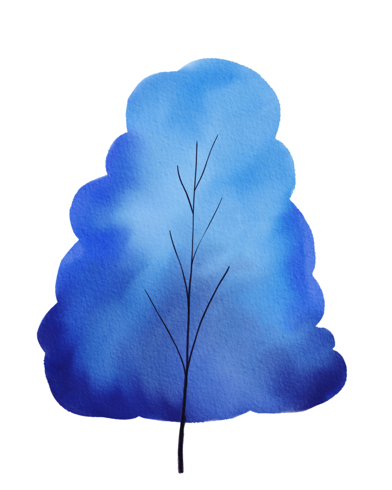 acquerello blu albero png