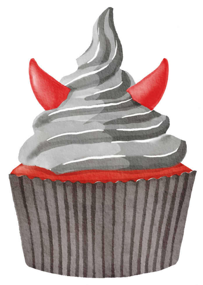 cupcake de halloween bonito em aquarela png