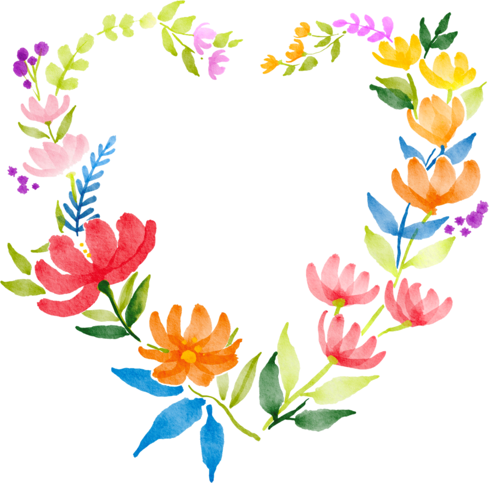 flower heart watercolor painted png