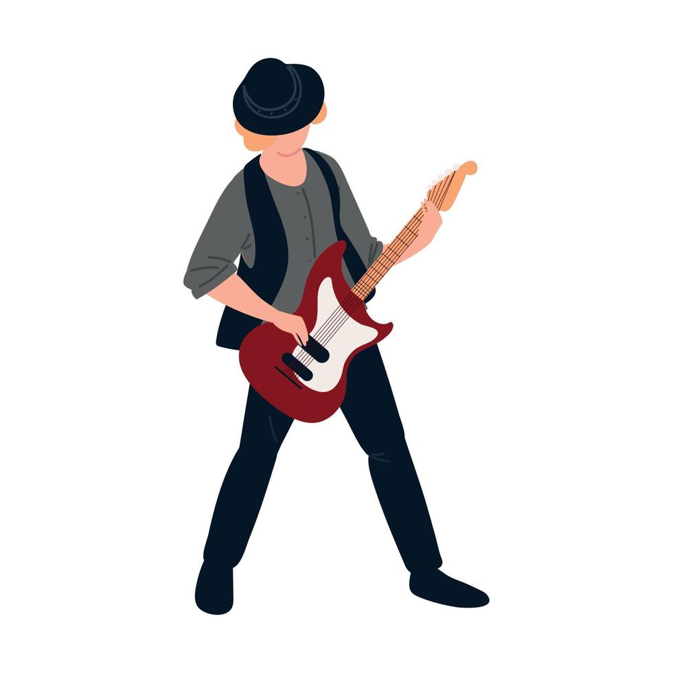 man playing electric guitar vector