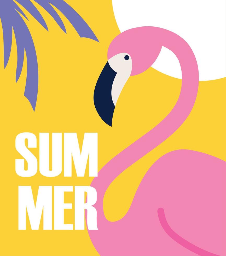 summer flamingo bird vector