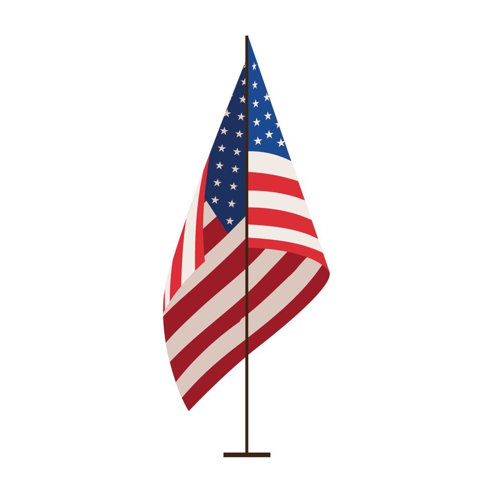 american flag with pole vector