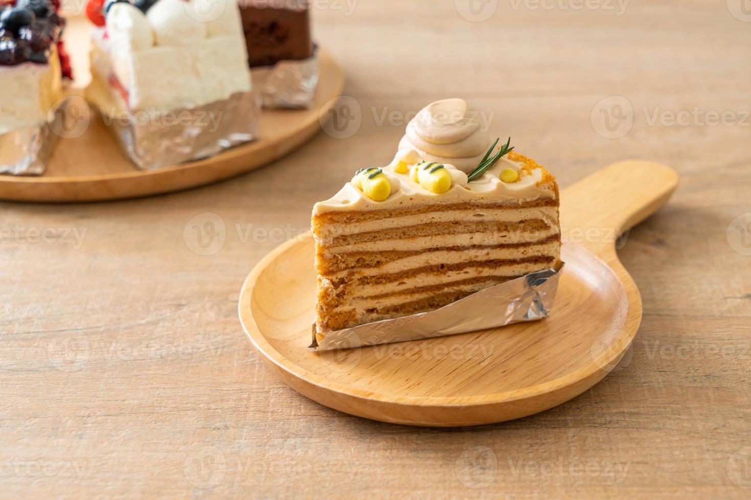 Russian honey cake on plate photo