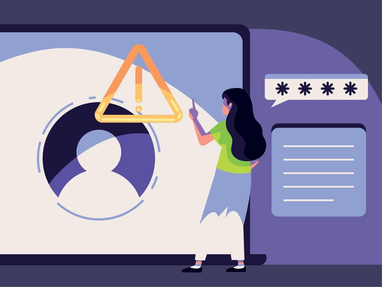 cybersecurity caution sign vector