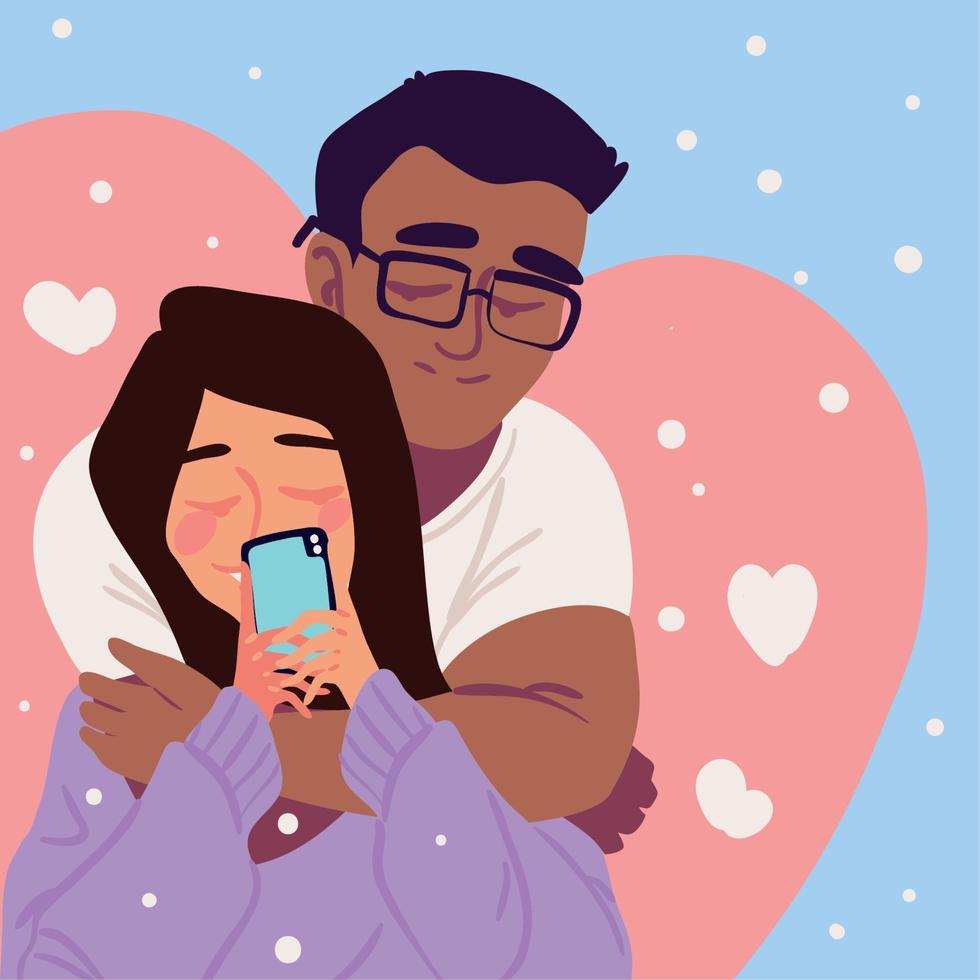 couple taking a selfie vector