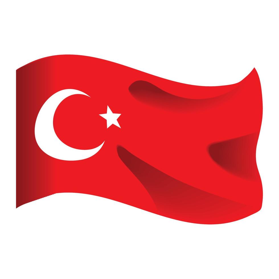 ondeando la bandera de turquía vector