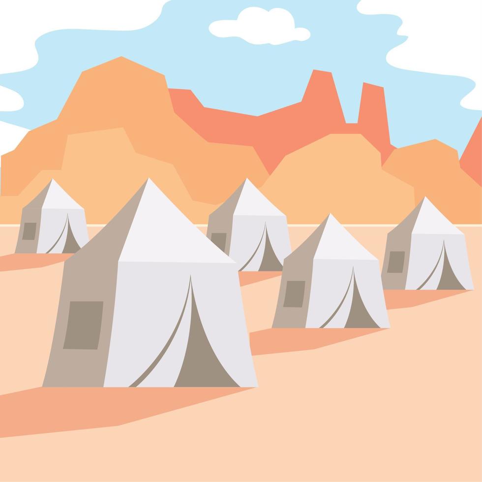 tents in the desert vector