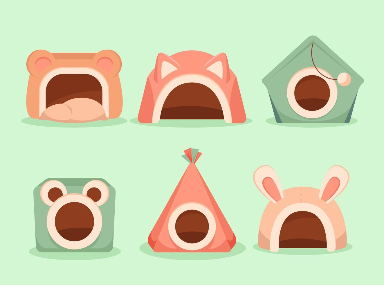 Cute Pet Houses Collection. Pet Furniture. Free Vector. Barkitecture vector