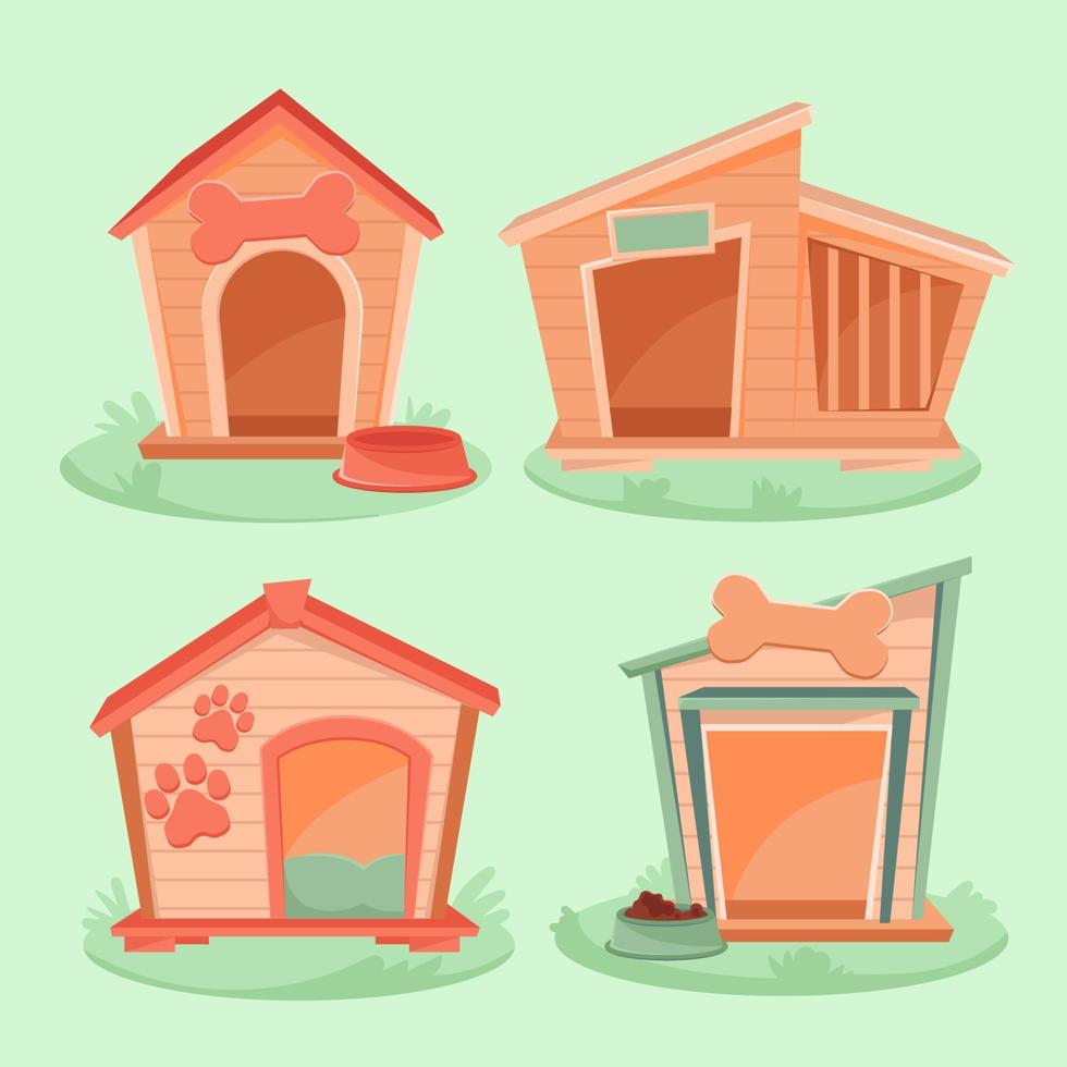 Dog Houses Collection. Pet Furniture. Free Vector. Barkitecture vector