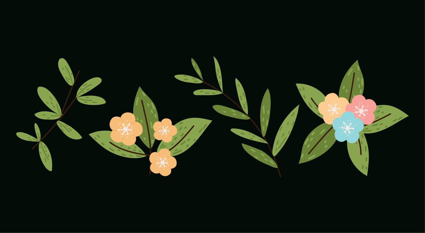 flowers and leaf, icons vector