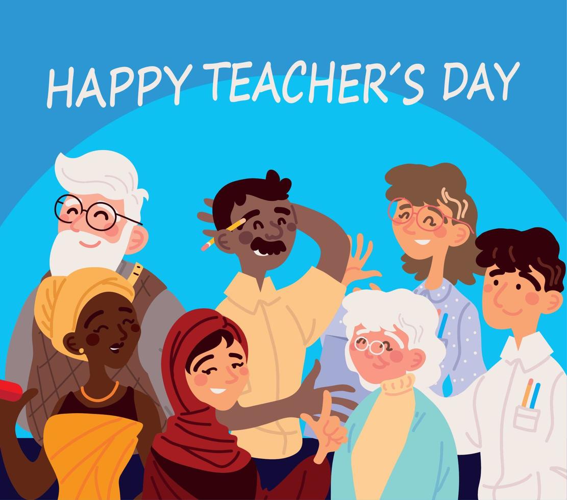 happy teachers day characters vector