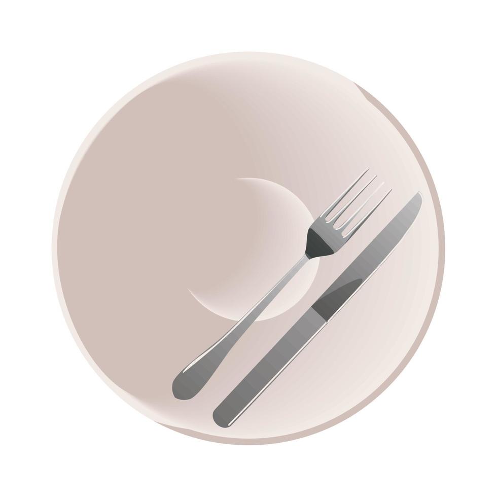 platillo con tenedor cuchillo vector