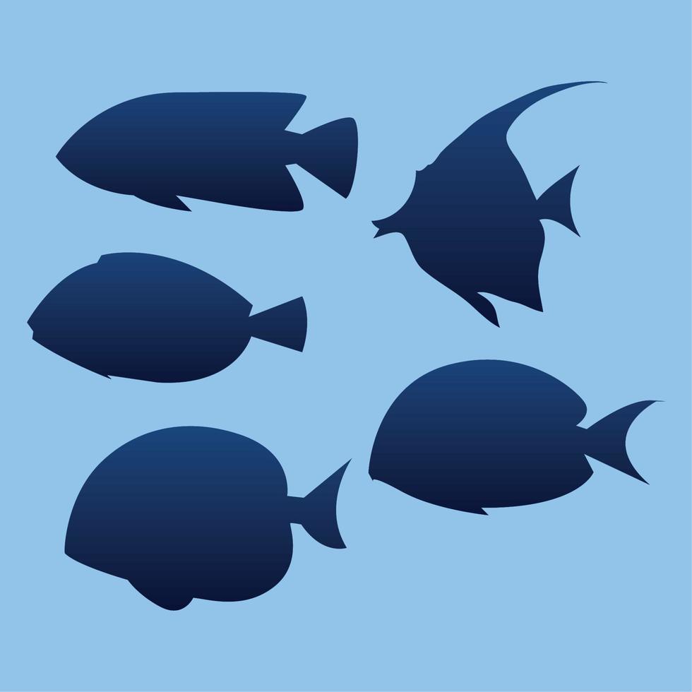 set of fishes sea life vector