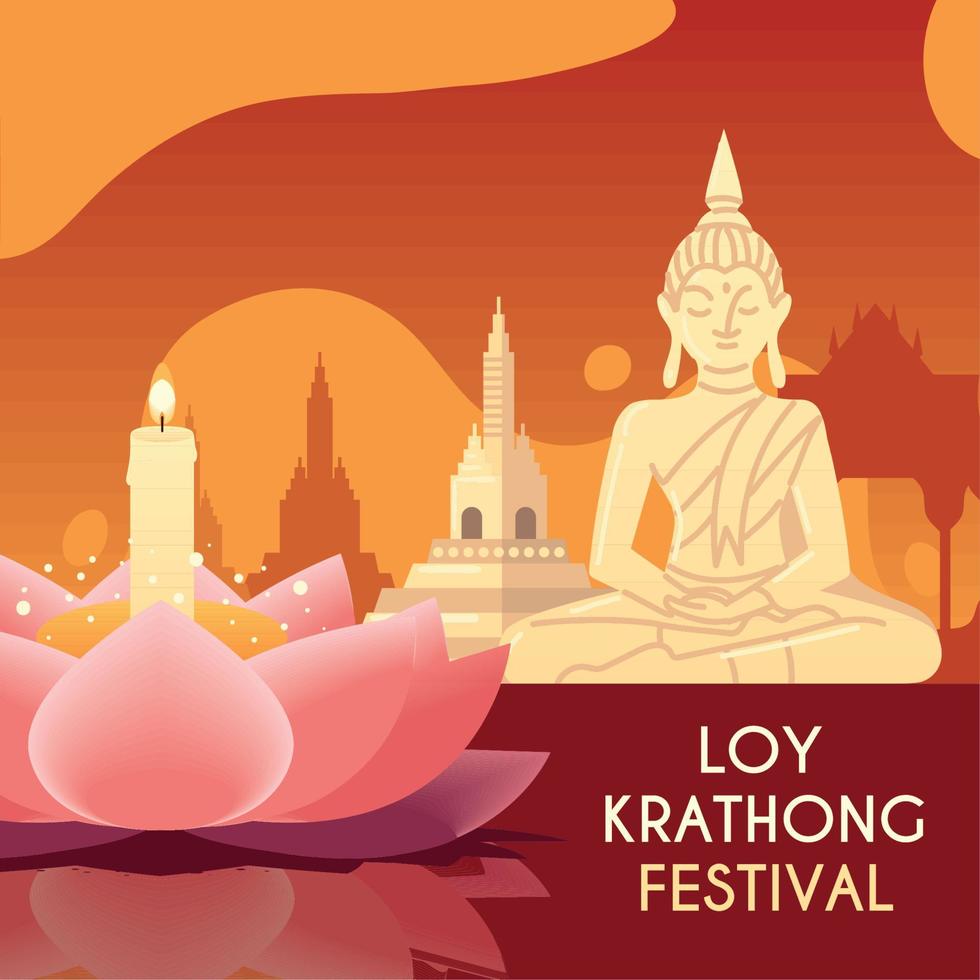 Loy krathong festival banner vector