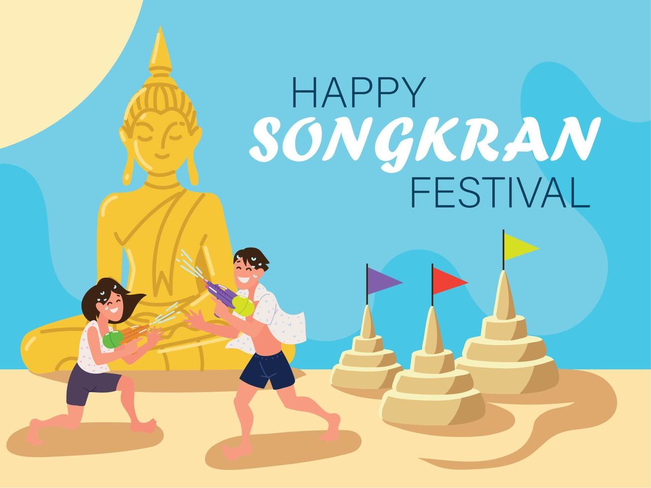 feliz festival de songkran vector