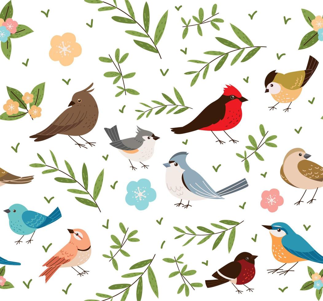 pájaros y estilo floral vector