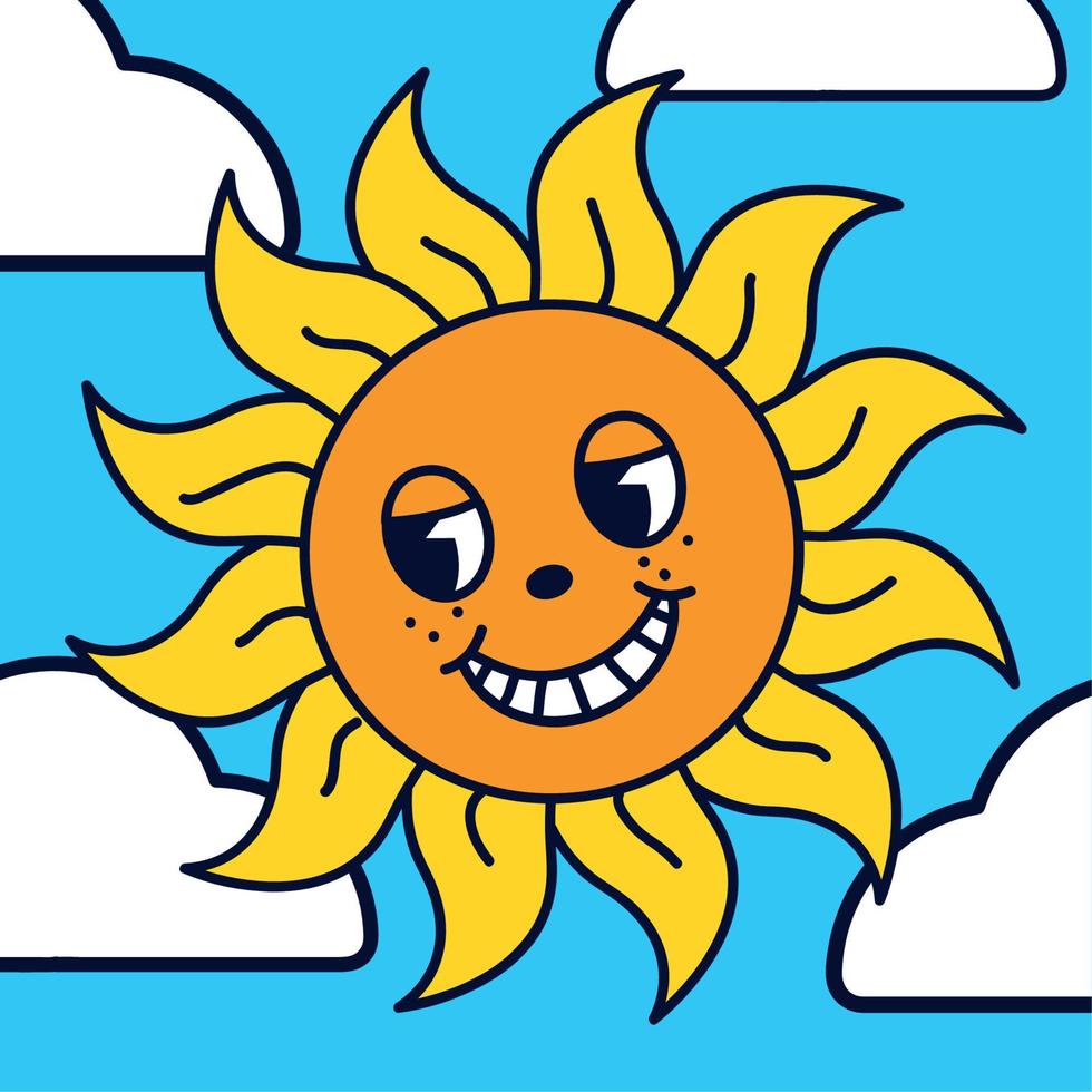 cartoon sun sky vector