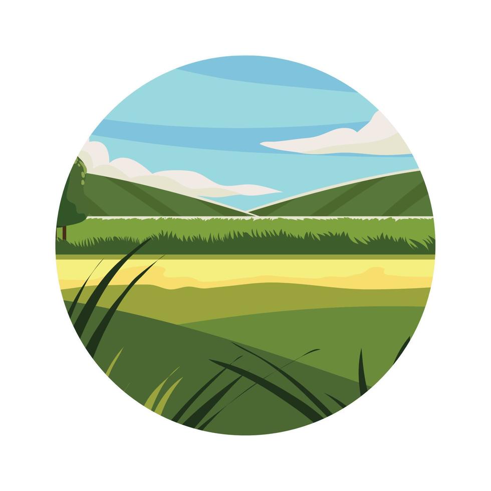 rural field hills vector