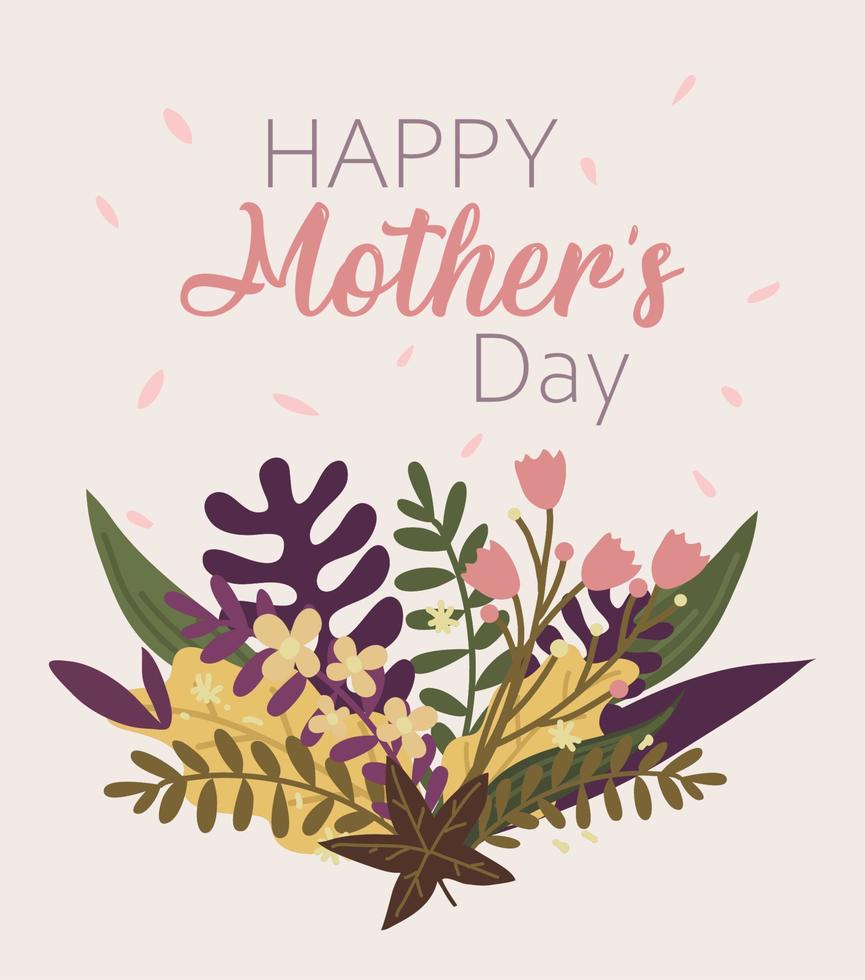 Happy Mothers day flowers card vector