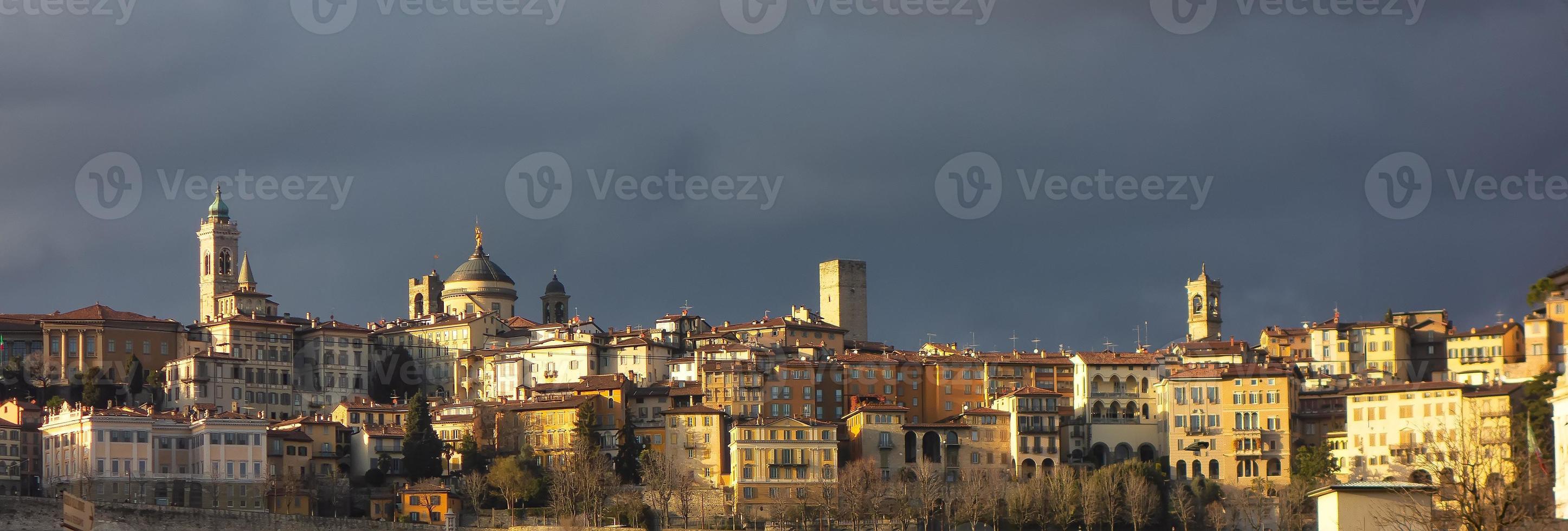 Panoramic view of Bergamo high above the walls photo