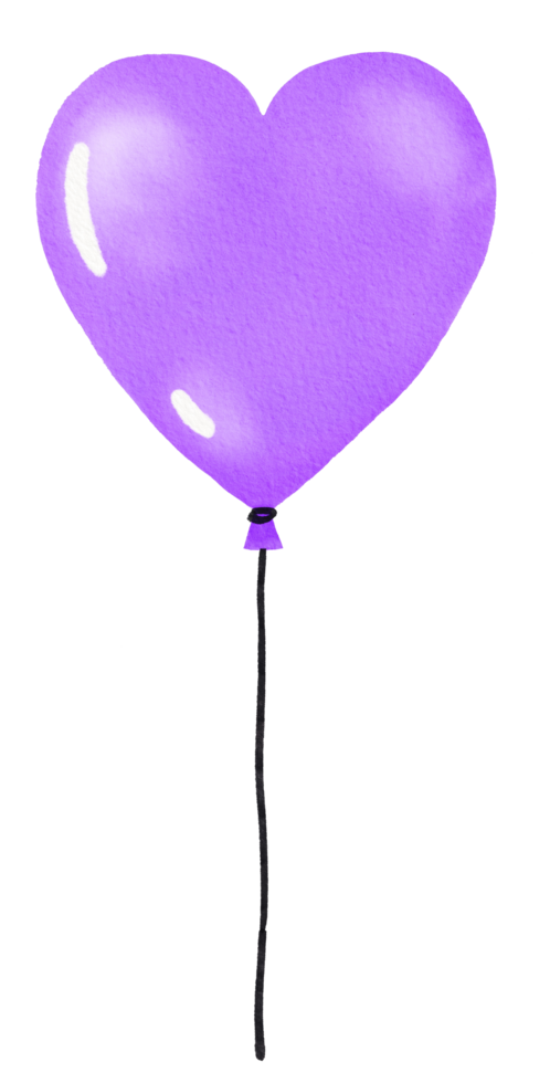 Watercolor heart colorful balloon for party png