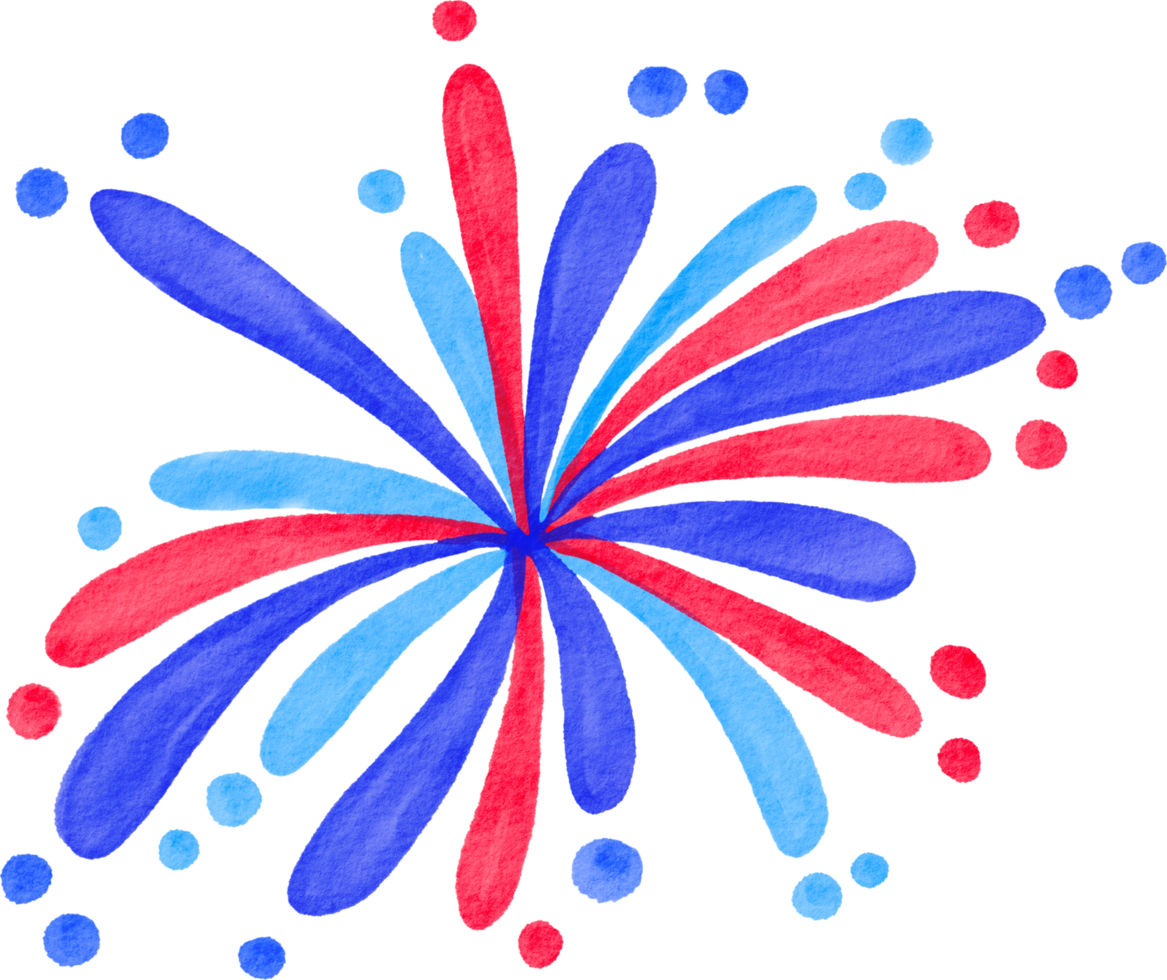 Watercolor painted 4th of july png