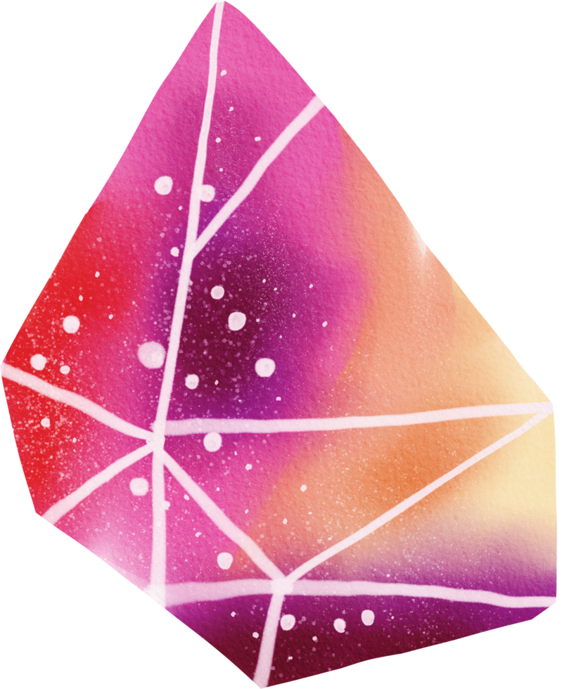 Watercolor painted crystal png