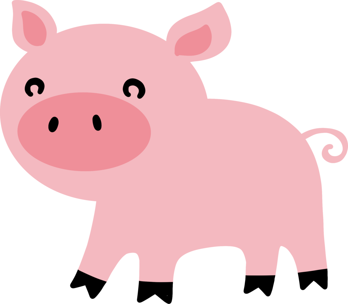 lindo cerdo de dibujos animados en la granja png
