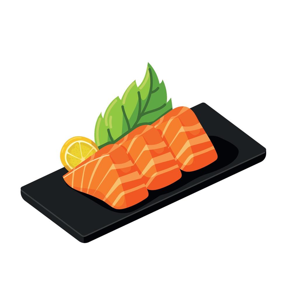 japanese fresh salmon food vector