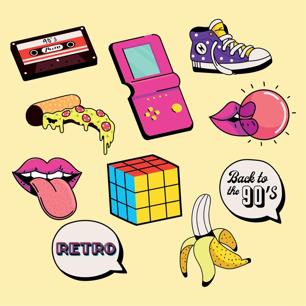 90s retro icons vector