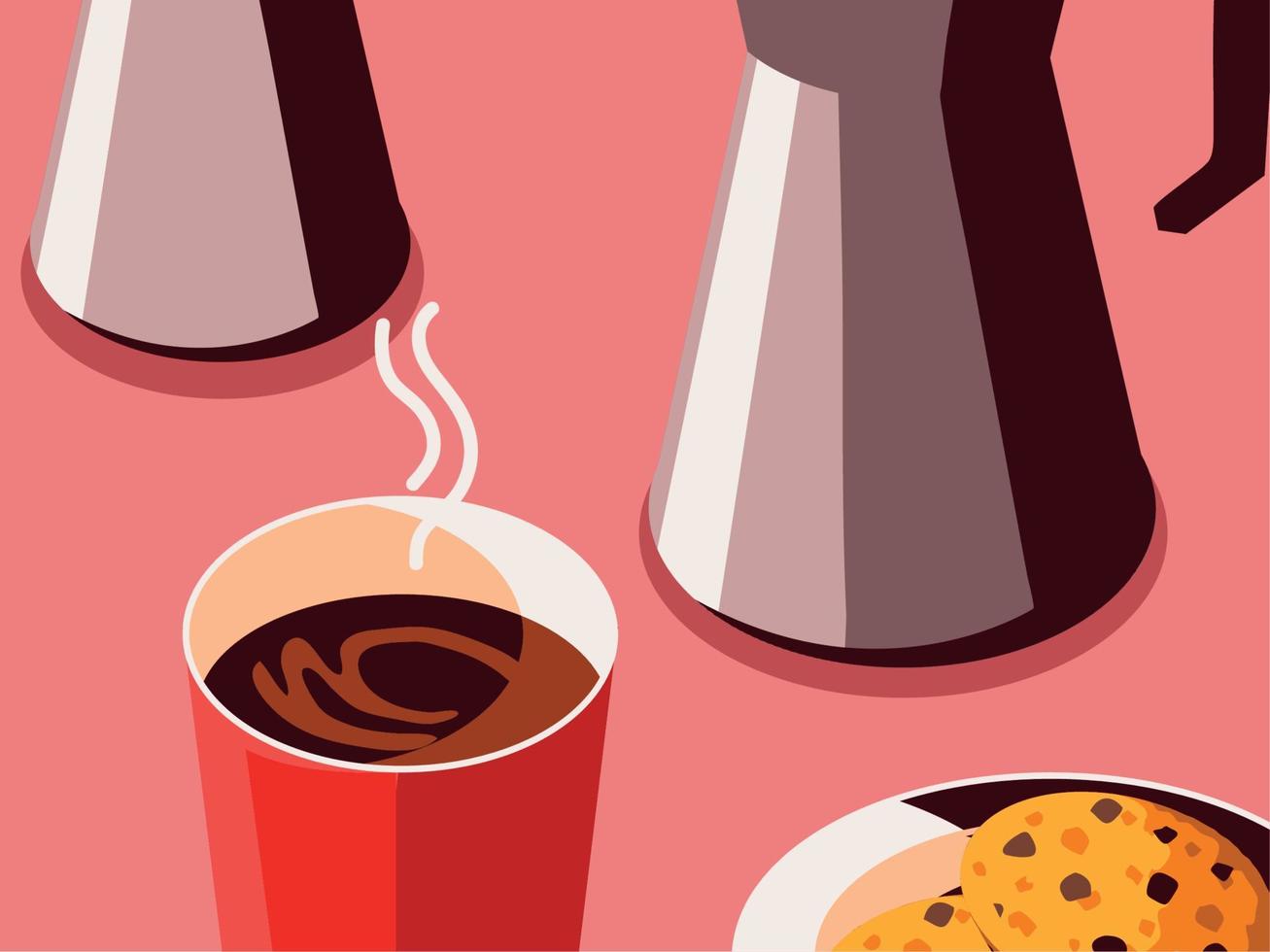 coffee pot and cup vector