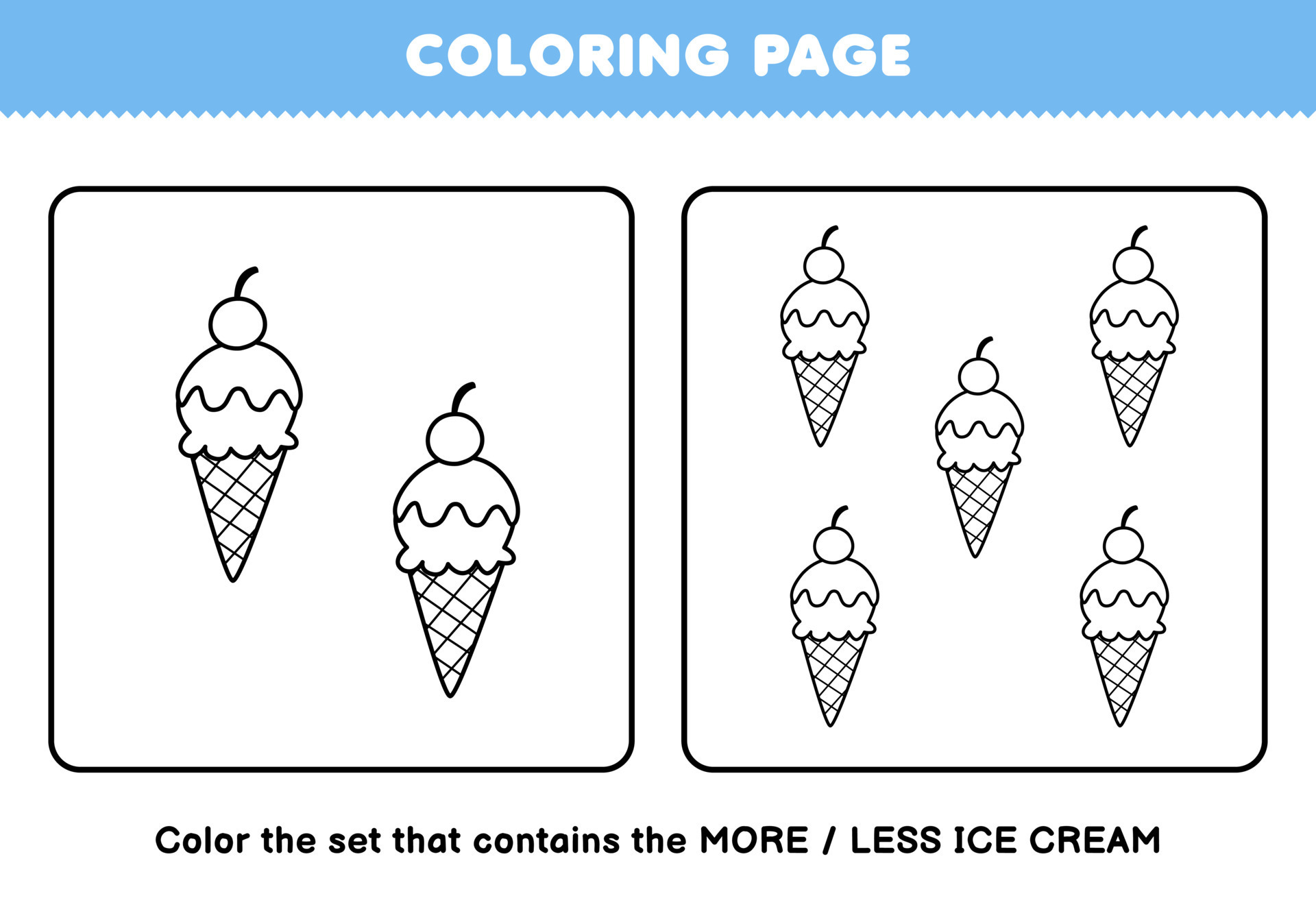 Education Game For Children Coloring Page Cartoon Food Ice Cream