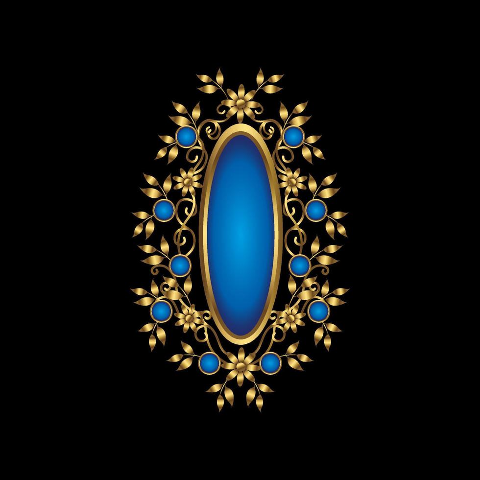 Golden mockups. Golden Oval Floral  Pattern. With Black backgrounds. vector