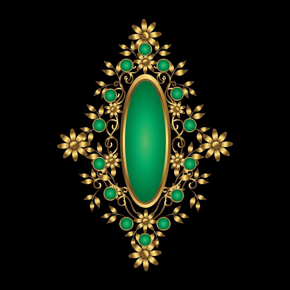 Golden mockups. Golden Oval Floral  Pattern. With Black backgrounds. vector