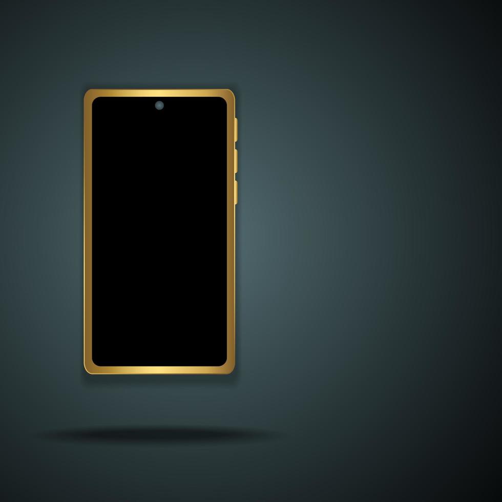 golden mockups.  Gold Handphone with black background vector
