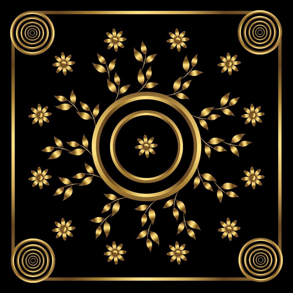 Golden mockups. Golden Floral Pattern. With Black backgrounds. vector