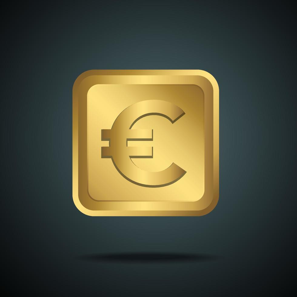 golden mockups.  gold euro with black background vector