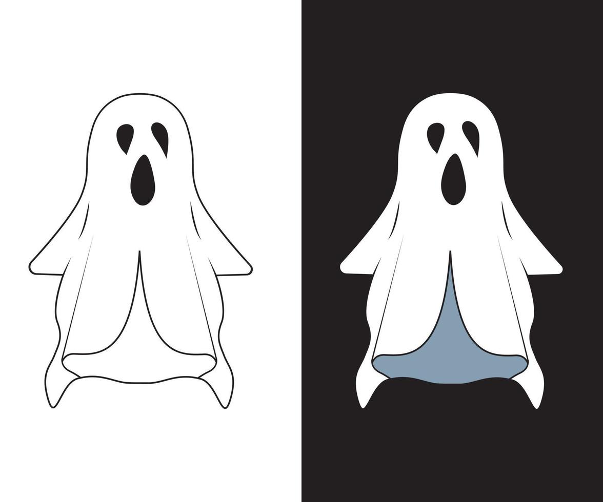 Cute Halloween ghost character vector