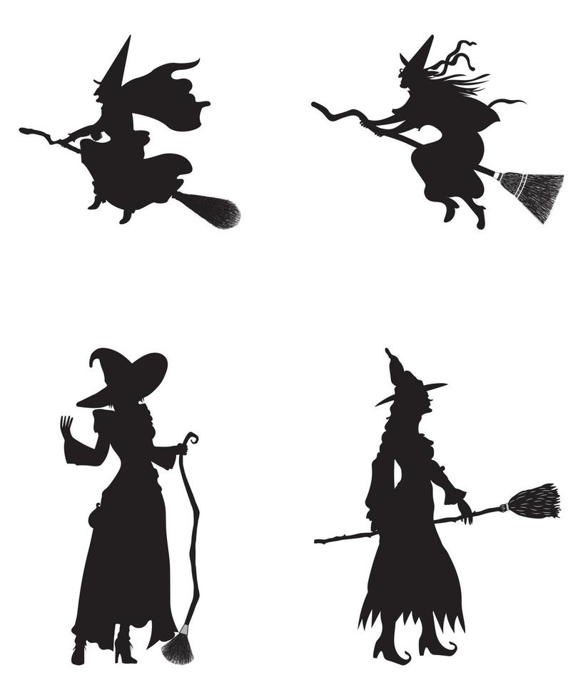 silueta de personaje de bruja de halloween vector