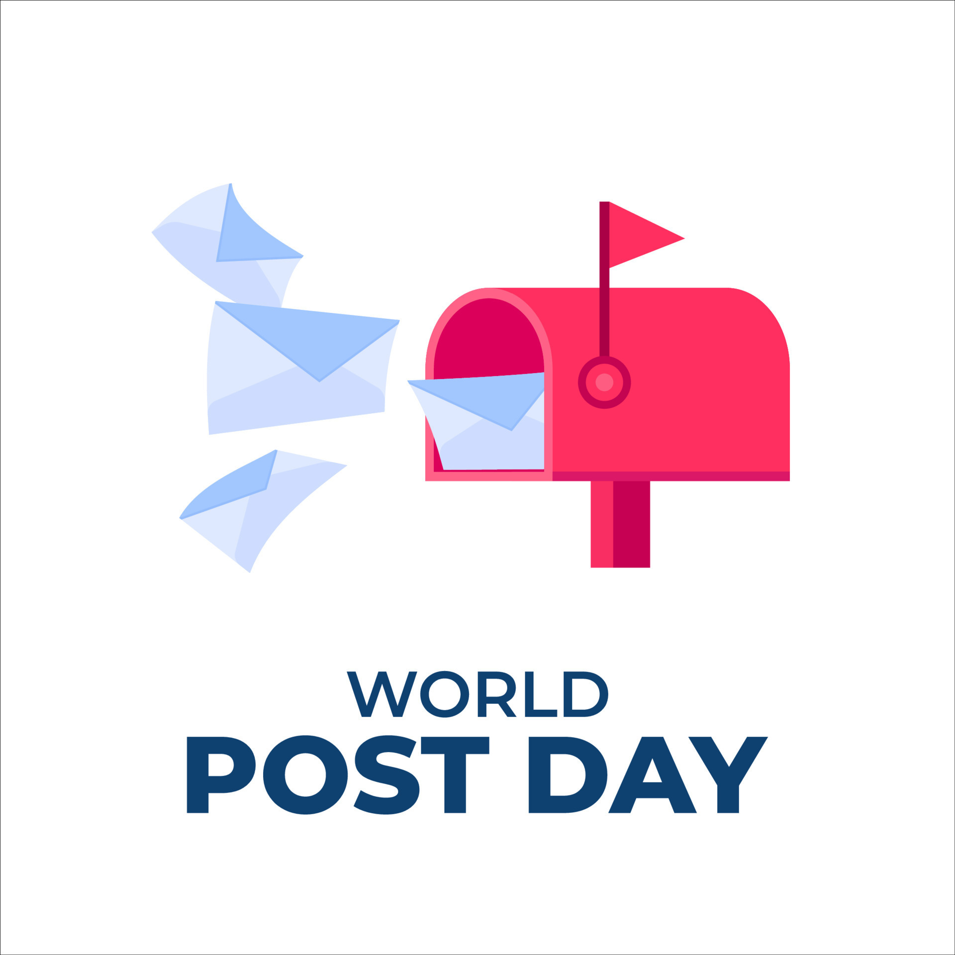 World Post Day Poster Background Template with Postbox and Mails Flat