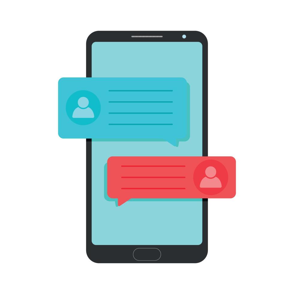 Smartphone Device with chat messages notification on screen handphone icon vector illustration