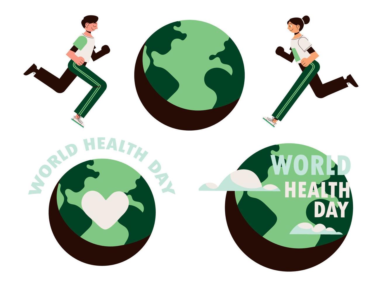 world health day icons vector