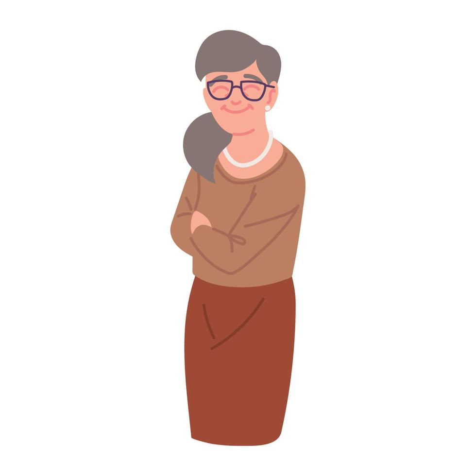 senior woman with pony tail vector