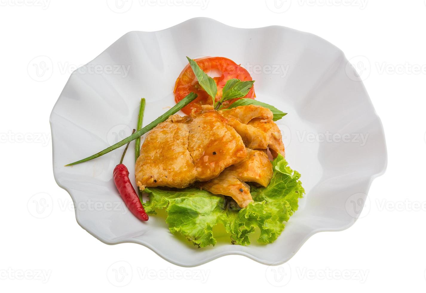 Baracuda steak on white background photo