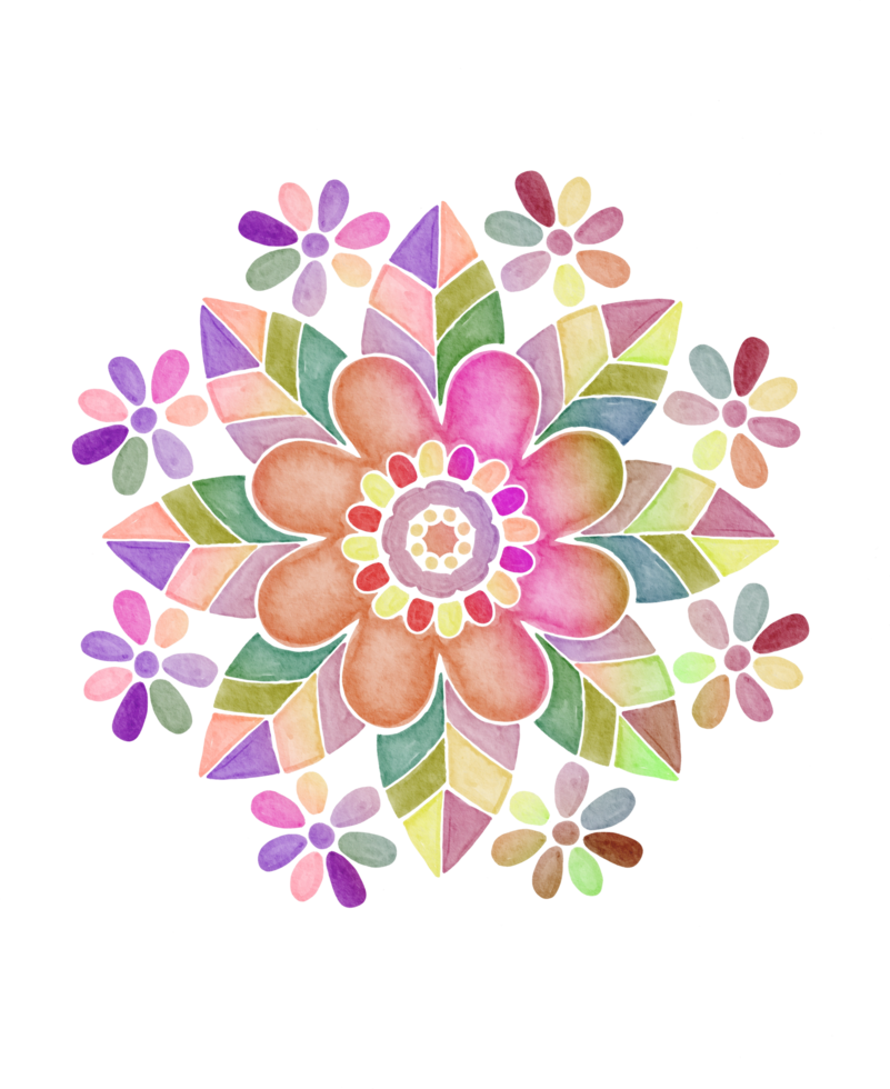 fleur mandala aquarelle peinte png