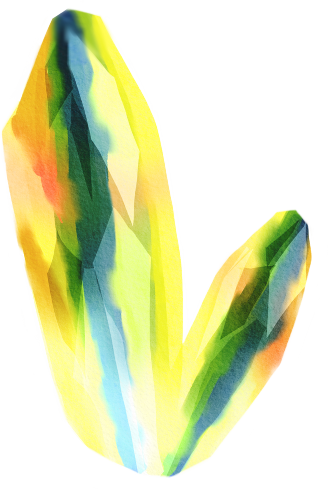 watercolor painted crystal png
