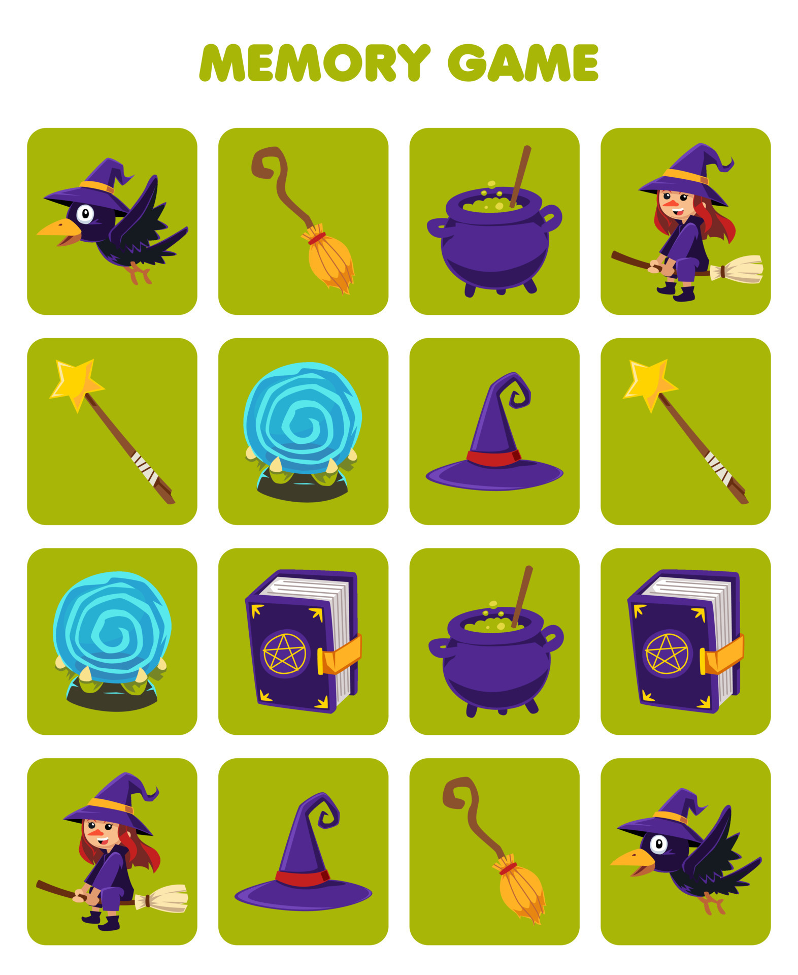 Premium Vector  Education game for children tic tac toe set with cute  cartoon wizard hat and cauldron picture printable halloween worksheet